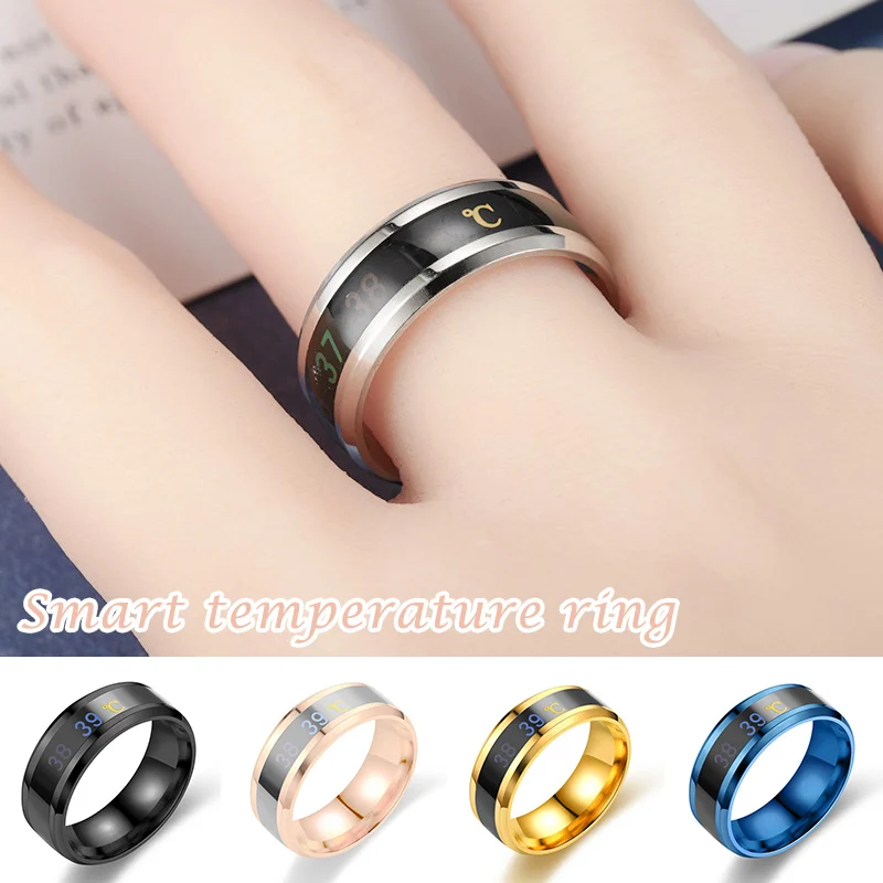 Smart Sensor Body Temperature Ring Stainless Steel Fashion Display Real-time Temperature Test Finger Rings Unisex Individuality
Smart Sensor Body Temperature Ring Stainless Steel Fashion Display Real-time Temperature Test Finger Rings Unisex Individuality
