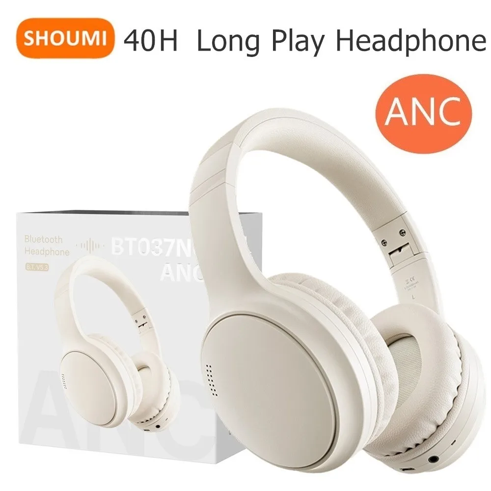 

Shoumi 40H Play Active Noise Cancelling Bluetooth Headphones -23 db ANC Wireless Earphones with HD Mic Hi-Res Sound Fold Headset