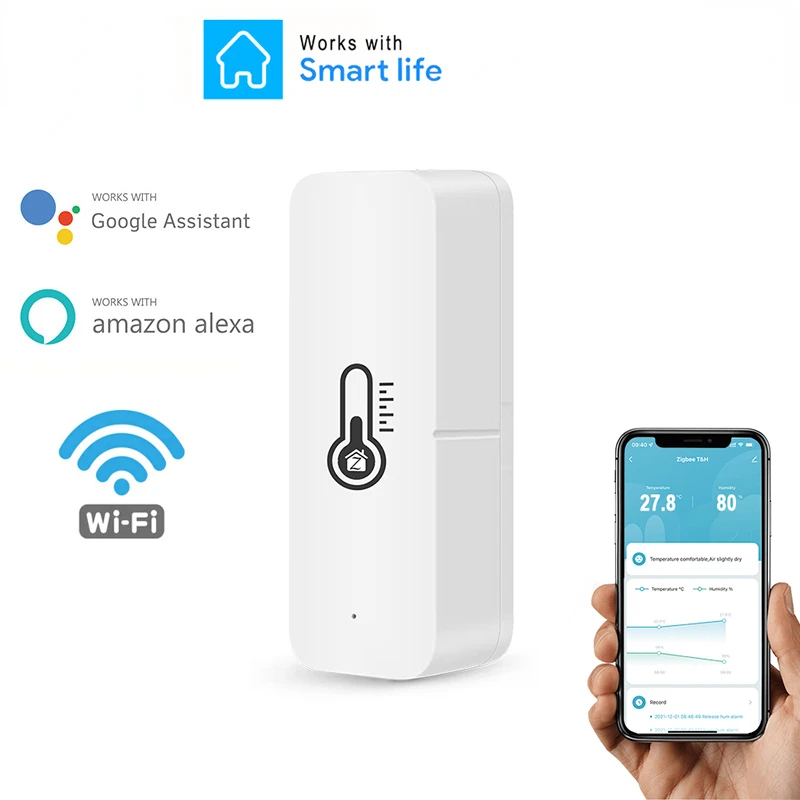 Датчик температуры и влажности Zigbee с Wi-Fi, комнатный гигрометр-контроллер для умного дома, приложение для мониторинга для Alexa Google Home
Датчик температуры и влажности Zigbee с Wi-Fi, комнатный гигрометр-контроллер для умного дома, приложение для мониторинга для Alexa Google Home