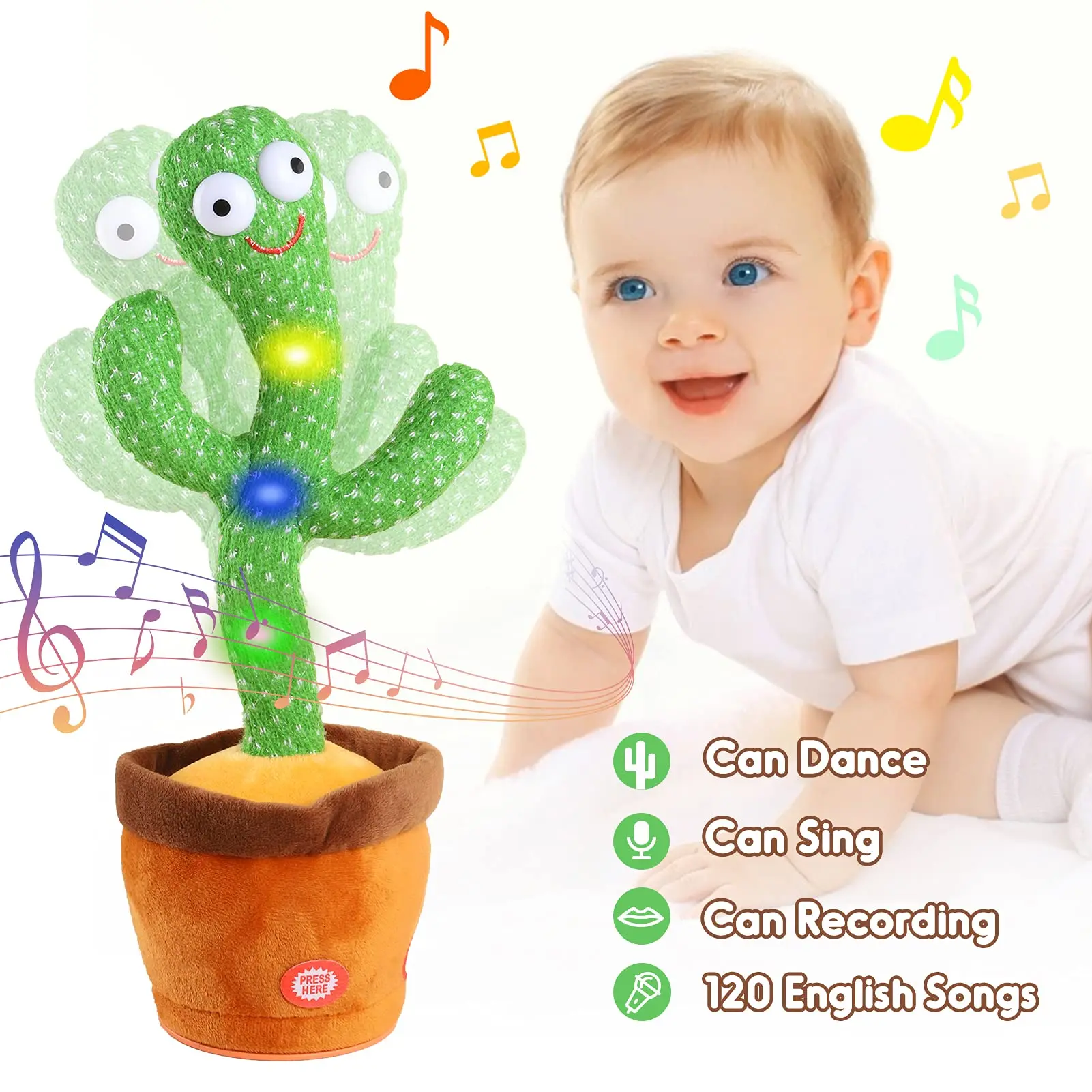 

Танцующий кактус, говорящая игрушка, очки, пение, повторяет, что вы говорите, мягкий плюшевый кактус, Детские забавные креативные детские игрушки