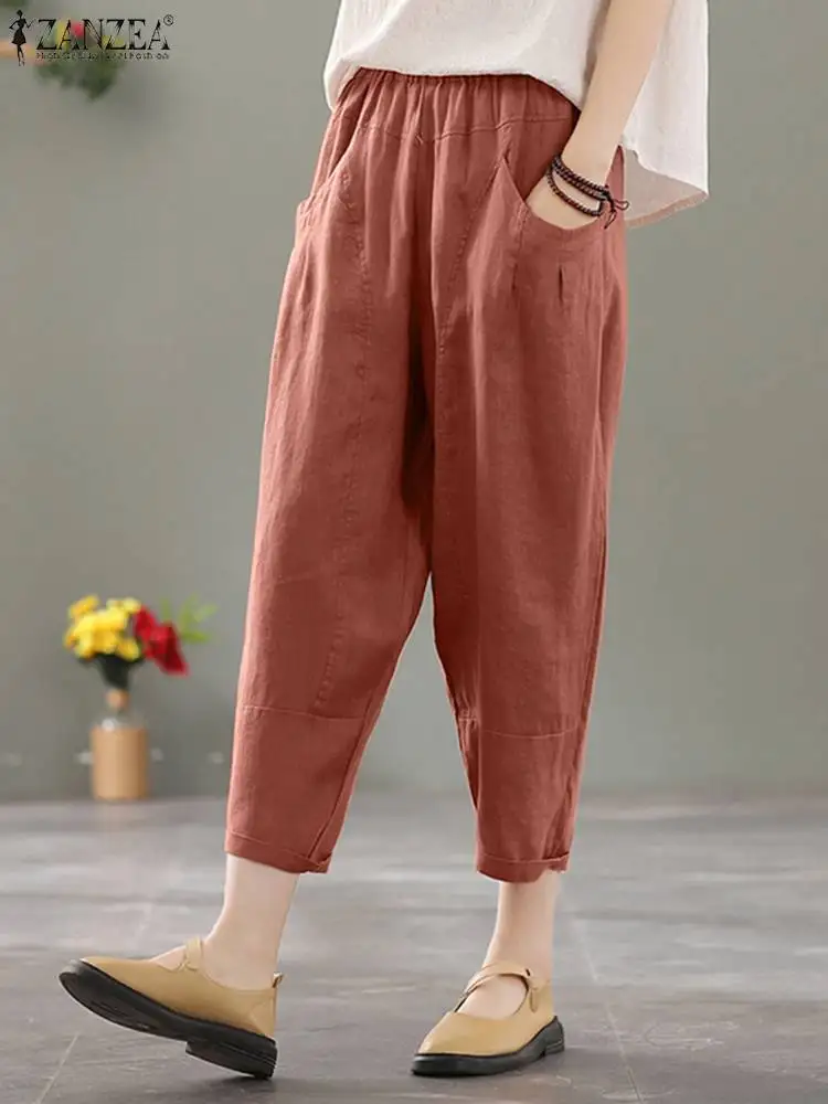 Summer Harem Trousers Women Vintage Elastic Waist Solid Loose Pants ZANZEA Casual Cotton Pantalon Turnip Female Work Palazzo
Summer Harem Trousers Women Vintage Elastic Waist Solid Loose Pants ZANZEA Casual Cotton Pantalon Turnip Female Work Palazzo