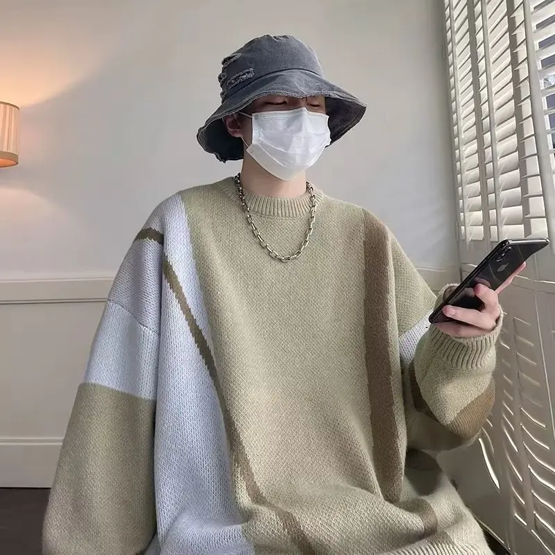 Японский контрастный свитер, зимний мужской Модный повседневный Универсальный свитер в Корейском стиле, стиль Харадзюку, раньше
Японский контрастный свитер, зимний мужской Модный повседневный Универсальный свитер в Корейском стиле, стиль Харадзюку, раньше