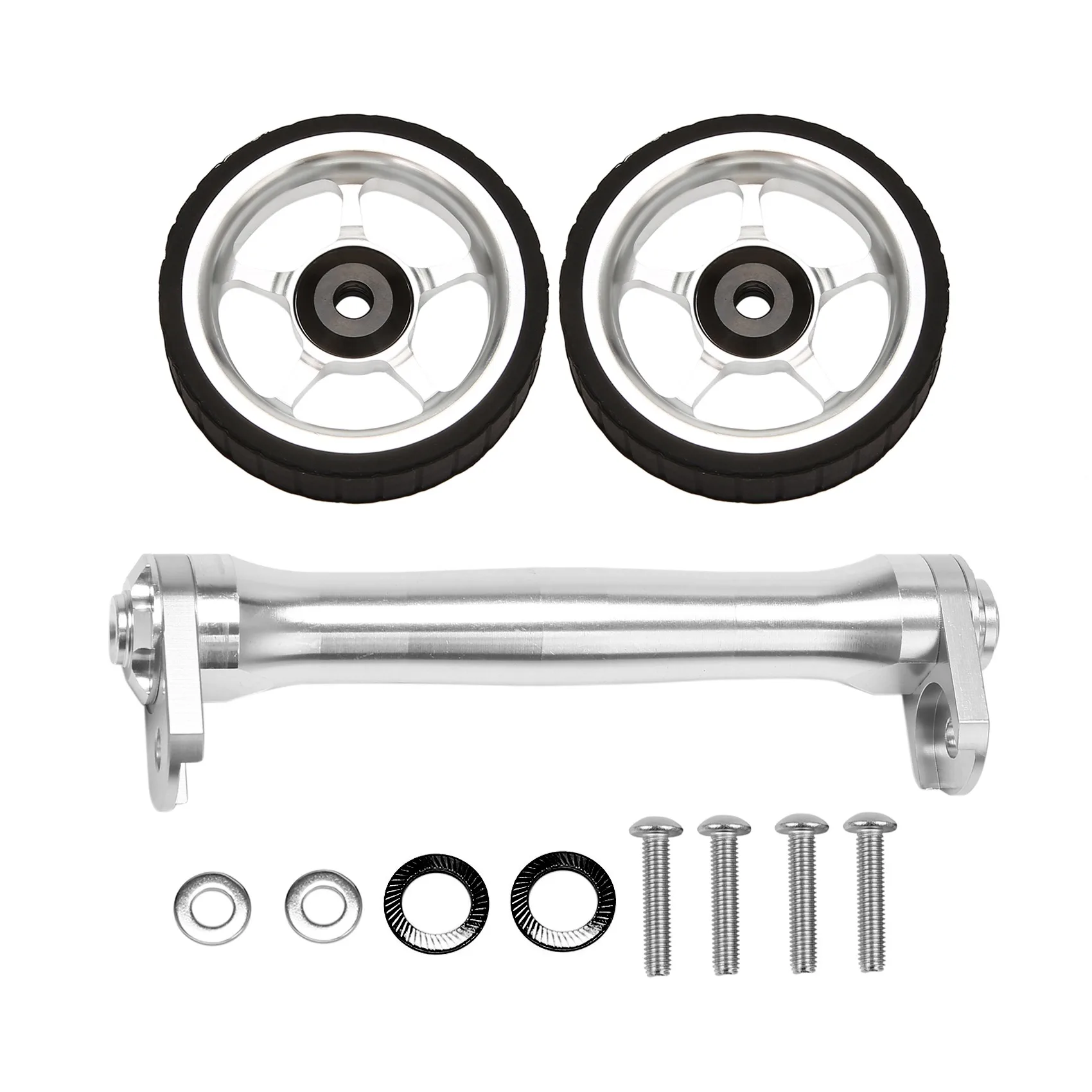 Folding Bike Widen Easy Wheel&Telescopic Rod Extension Bar for Brompton Rear Cargo Rack Easywheel Telescopic Rod,Silver
Folding Bike Widen Easy Wheel&Telescopic Rod Extension Bar for Brompton Rear Cargo Rack Easywheel Telescopic Rod,Silver