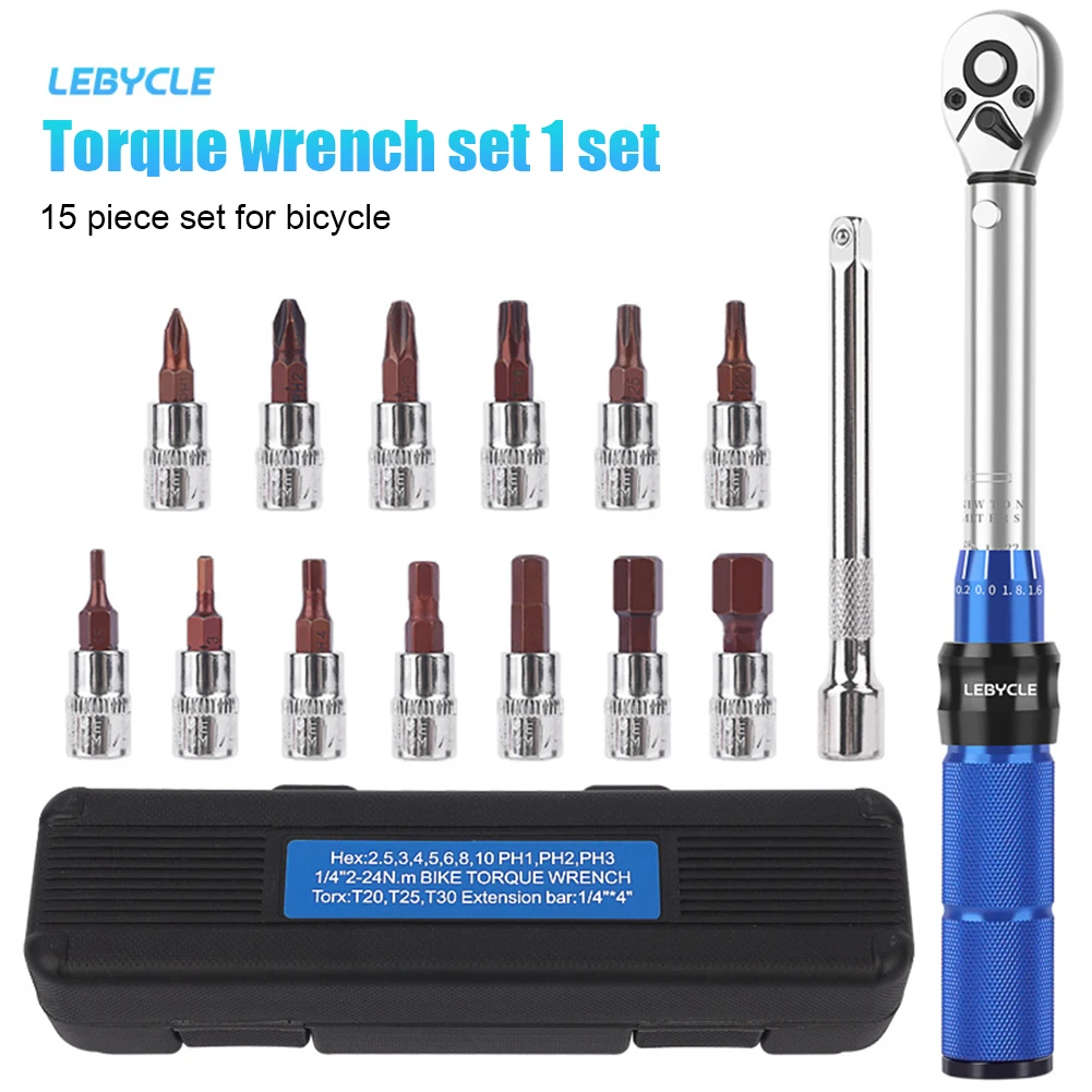Ratchet Torque Wrench Set 2-24Nm Mountain Bike Allen Key Socket Spanner Cycling Torque Key Wrench Bicycle Repair Tools
Ratchet Torque Wrench Set 2-24Nm Mountain Bike Allen Key Socket Spanner Cycling Torque Key Wrench Bicycle Repair Tools