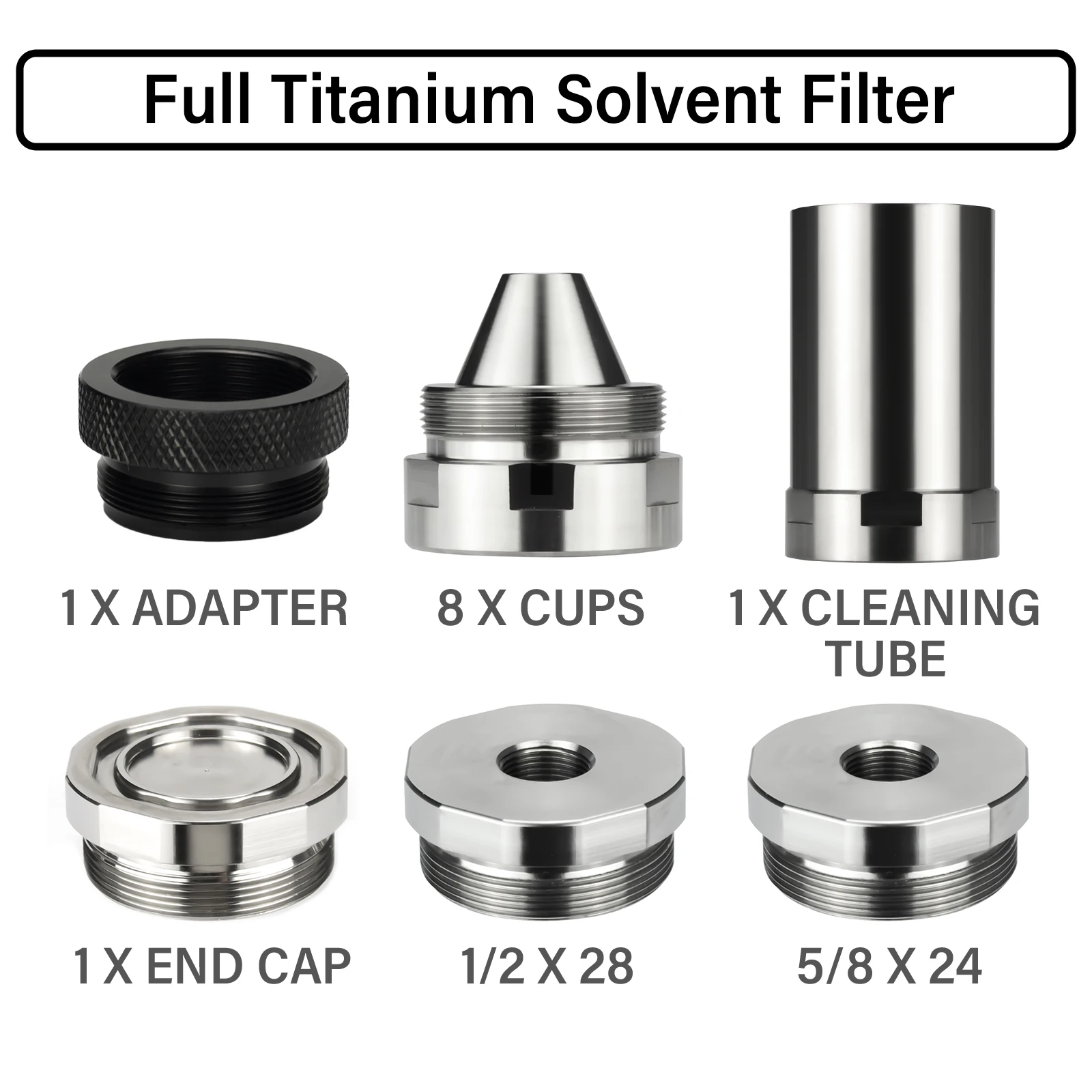 7"L 1.5''OD GR5 Titanium Dodecagonal Modular Solvent Tube Car Fuel Filter 1.375x24 MST 1/2x28+5/8x24 End Caps,8pcs Screw Cups 
7"L 1.5''OD GR5 Titanium Dodecagonal Modular Solvent Tube Car Fuel Filter 1.375x24 MST 1/2x28+5/8x24 End Caps,8pcs Screw Cups