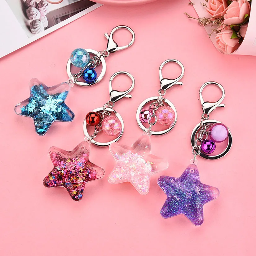 Creative Acrylic Five-Pointed Star Moving Liquid Quicksand Keychain Cartoon Star Keyring Bag Car Lovely Pendant Kids Toy Gift
Creative Acrylic Five-Pointed Star Moving Liquid Quicksand Keychain Cartoon Star Keyring Bag Car Lovely Pendant Kids Toy Gift