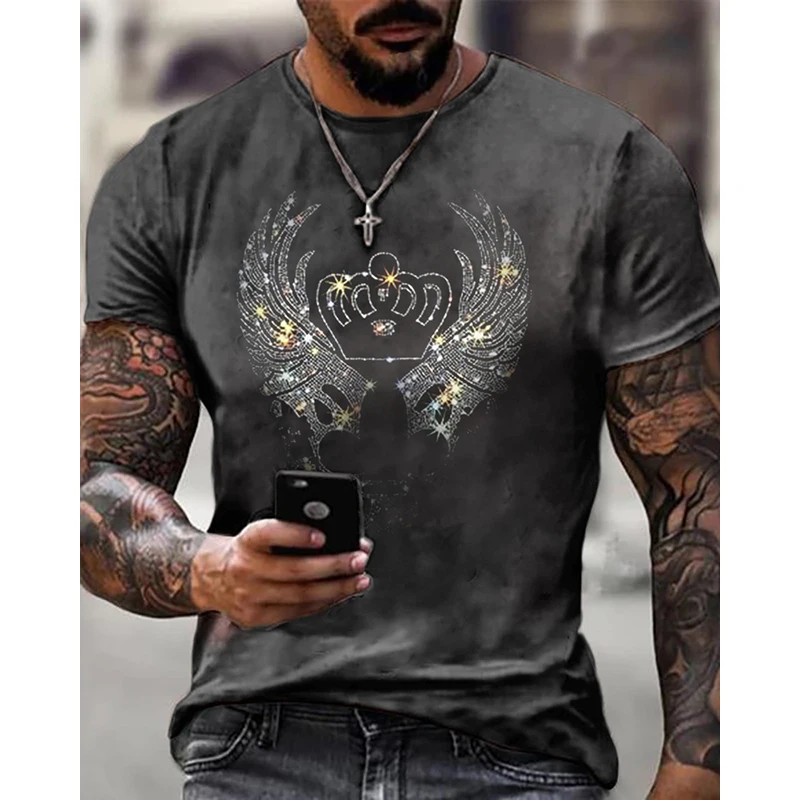 Fashion Men's Clothing High Quality Oversized Tee y2k Crown Rhinestone Designer Short Sleeve Tops Club Casual Street T-Shirts
Fashion Men's Clothing High Quality Oversized Tee y2k Crown Rhinestone Designer Short Sleeve Tops Club Casual Street T-Shirts