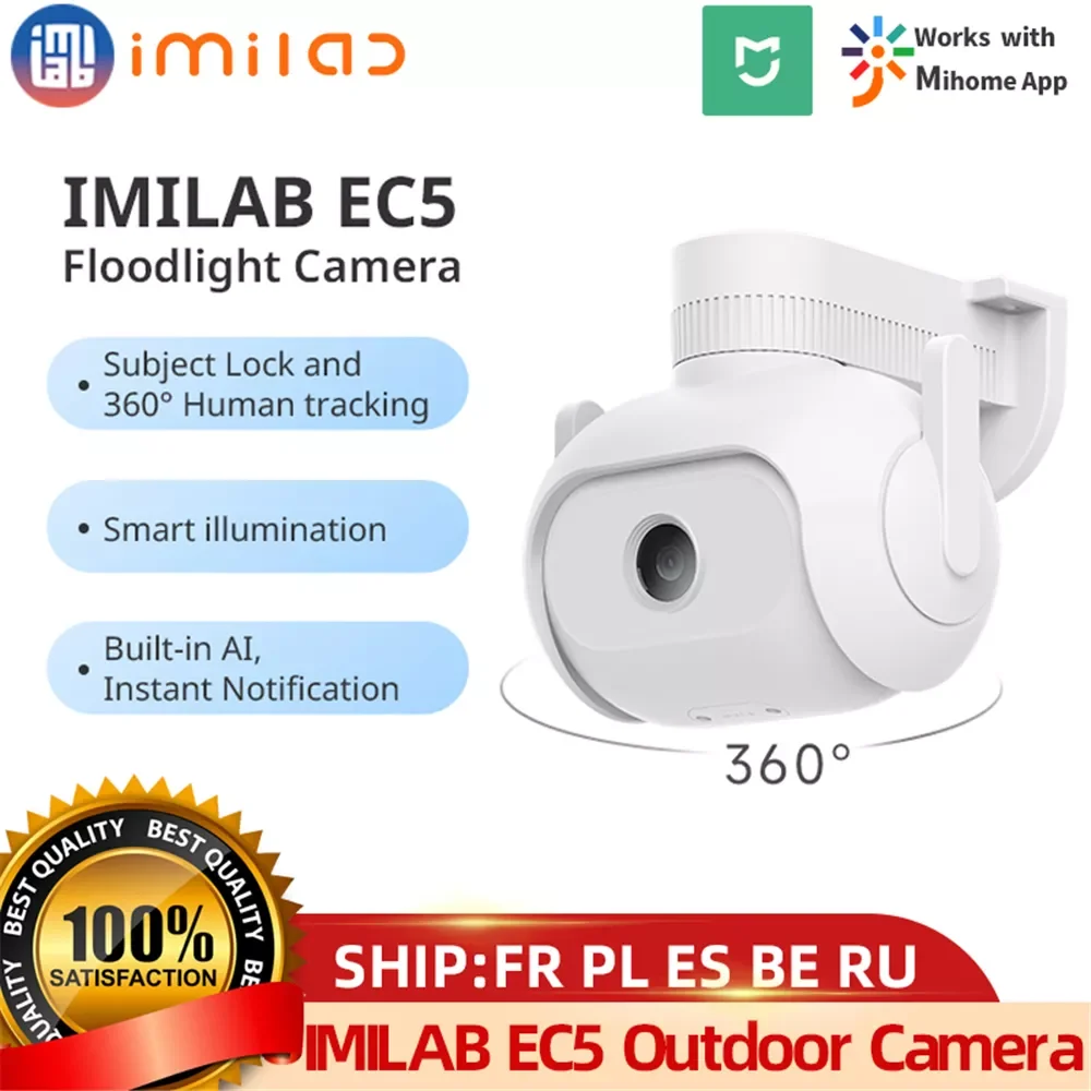 IMILAB EC5 Wifi Camera Outdoor Security IP 2K HD Video Surveillance Cam Floodlight Color Night Vision 360° Panorama CCTV Webcam
IMILAB EC5 Wifi Camera Outdoor Security IP 2K HD Video Surveillance Cam Floodlight Color Night Vision 360° Panorama CCTV Webcam