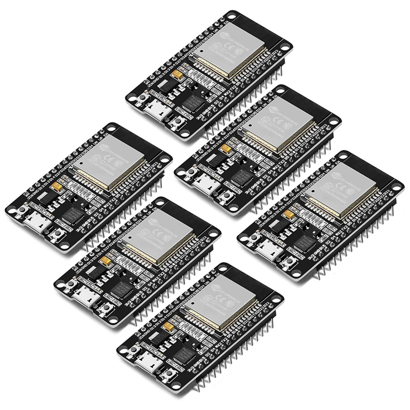 6 Pieces ESP32 Development Board 2.4Ghz Wifi Dual Cores Microcontroller Integrated With Antenna RF Low Noise Amplifiers
6 Pieces ESP32 Development Board 2.4Ghz Wifi Dual Cores Microcontroller Integrated With Antenna RF Low Noise Amplifiers