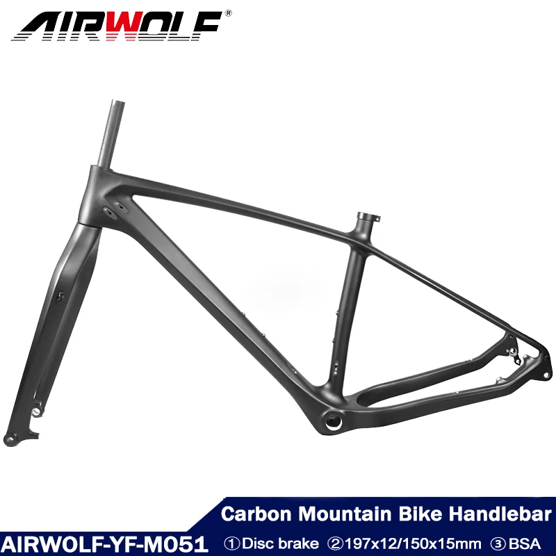 

AIRWOLF T1000 Mountain Carbon Fibre Frame 197x12mm BSA MTB Bicycle Racing Disc Brake Frameset 2 Year Warranty