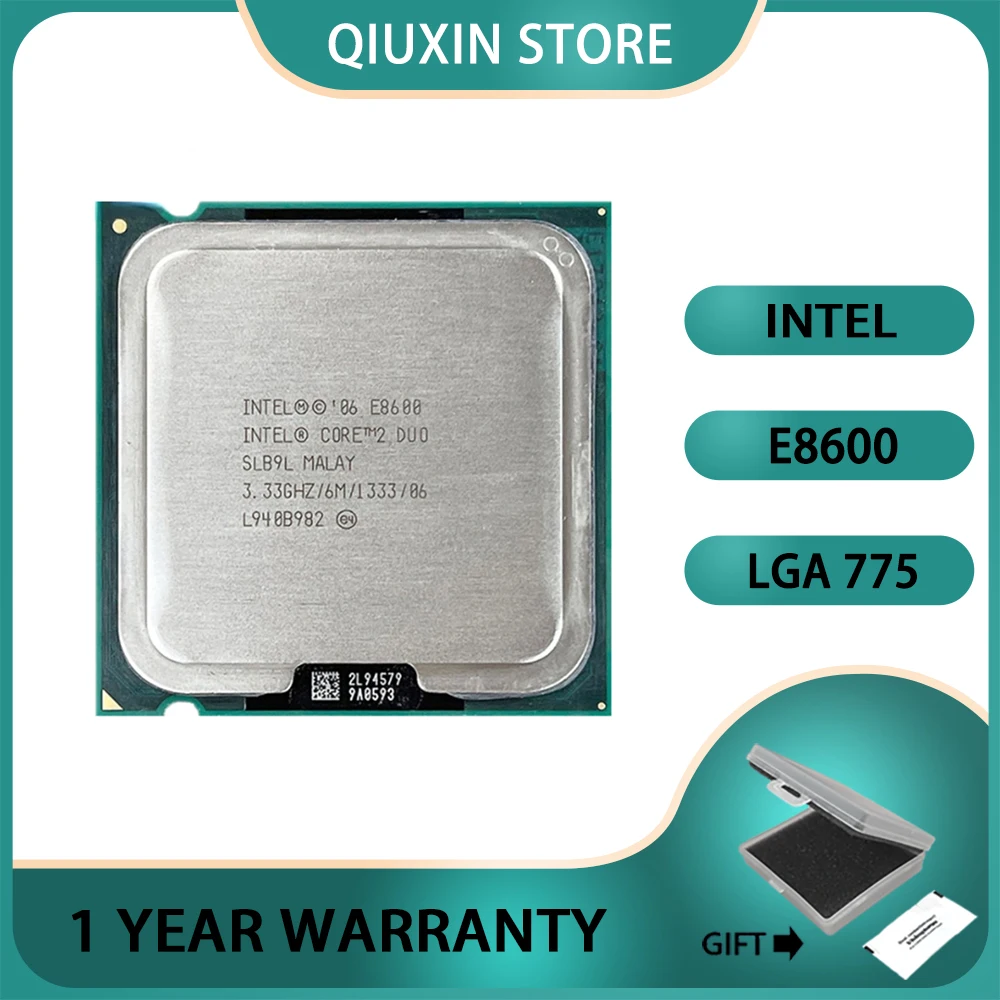 

Intel Core 2 Duo E8600 Processor 6M 65W 1333 CPU 3.3 GHz Dual-Core LGA 775