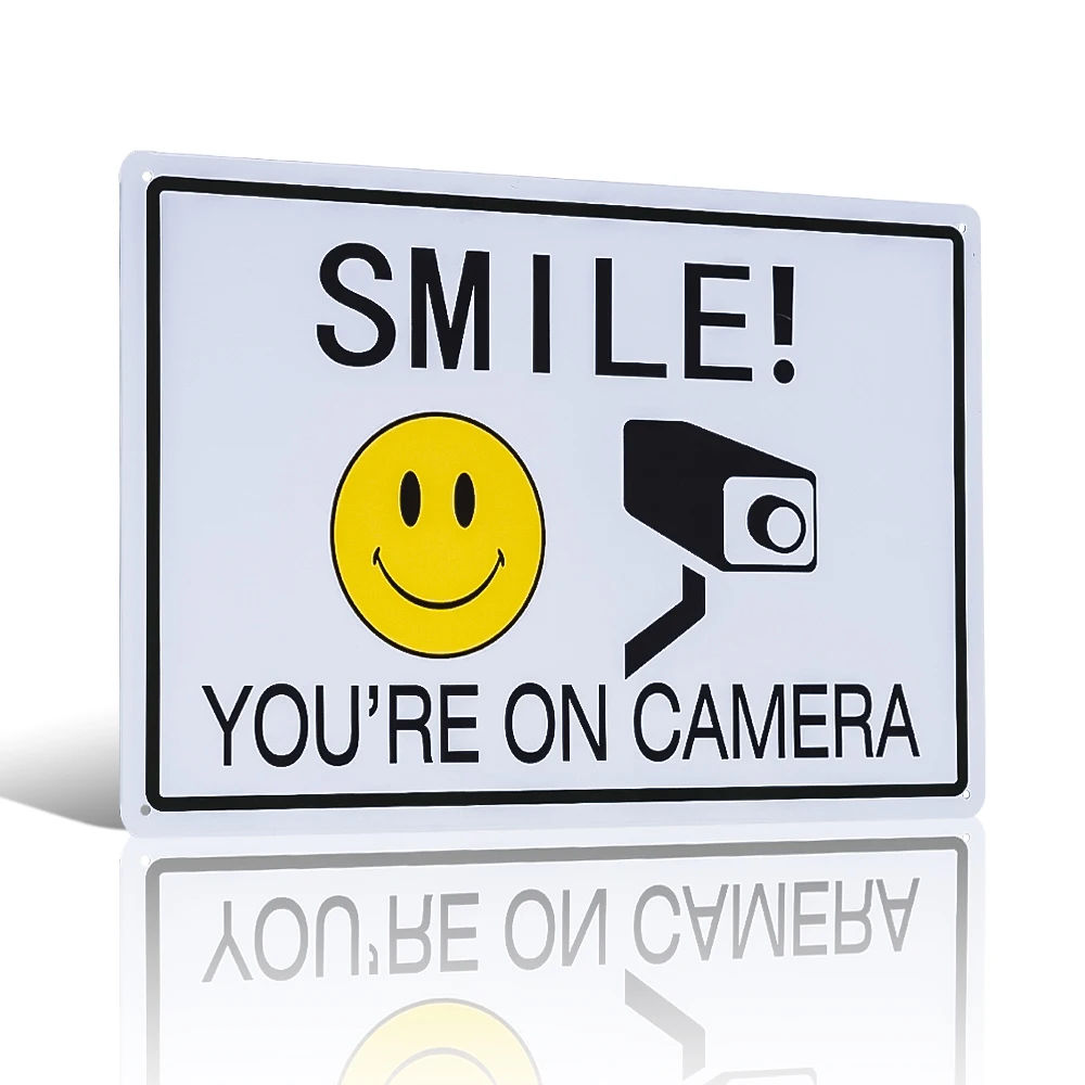 Smile You're On Camera Sign, Video Surveillance Sign, Warning for CCTV Monitoring System
Smile You're On Camera Sign, Video Surveillance Sign, Warning for CCTV Monitoring System