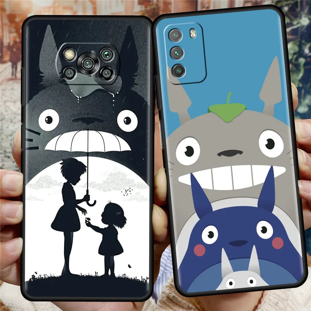 Черный чехол Capa для Xiaomi Poco X3 NFC M3 F1 F3 GT 11 11T 10T Pro 9T Note 10 Lite Funda Studio ghilii Totoro мягкий