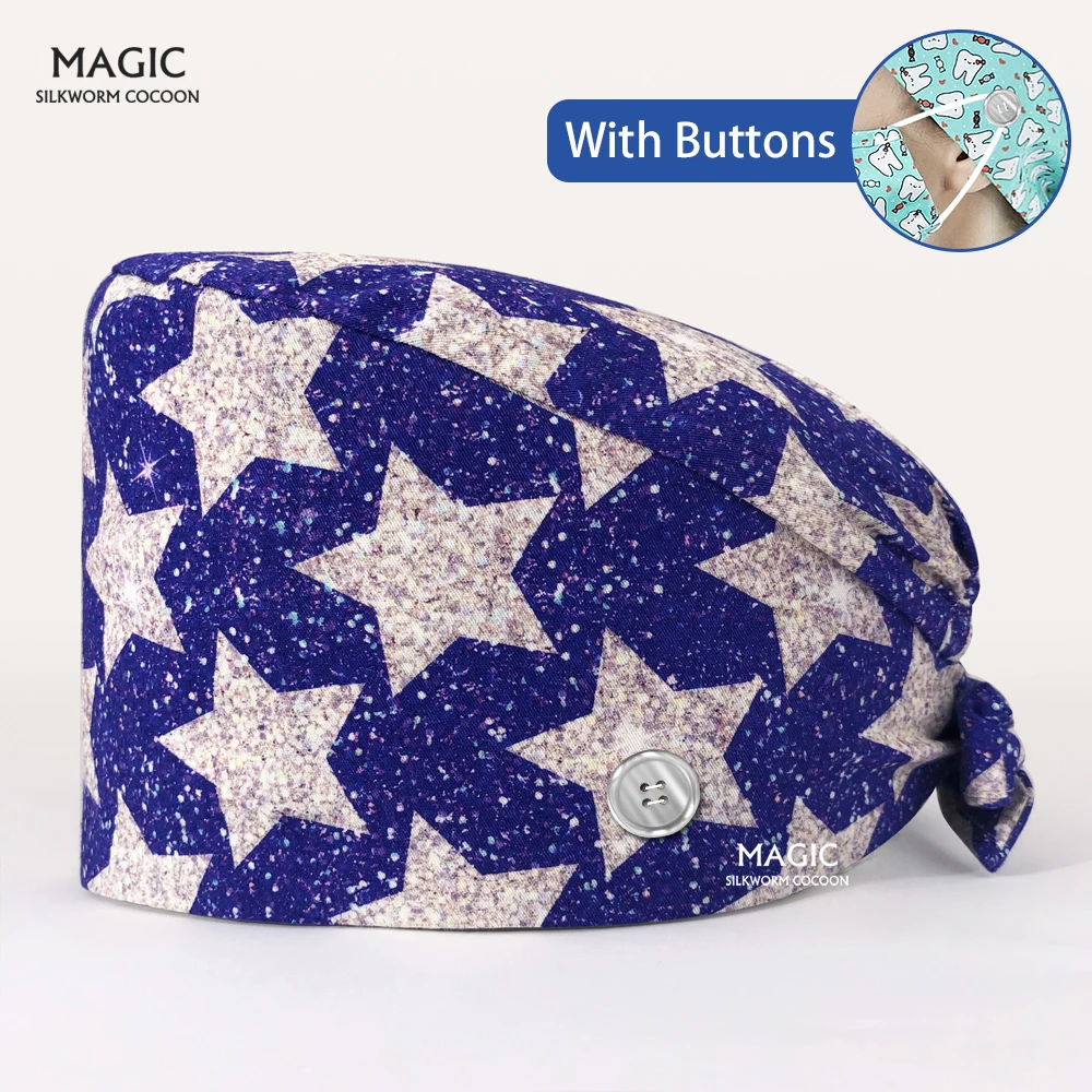 Beautician Cute Hats Lab Men and Women Adjustable Scrub Caps Wholesale High Quality Cartoon Print Sweat-absorbent Scrub Hats Spa 
Beautician Cute Hats Lab Men and Women Adjustable Scrub Caps Wholesale High Quality Cartoon Print Sweat-absorbent Scrub Hats Spa