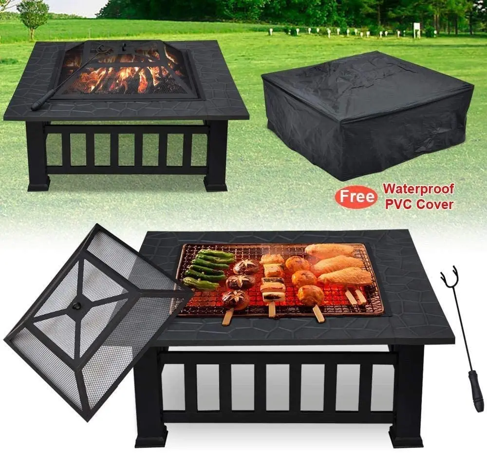 3 in 1 Outdoor Fire Pits Table with Mesh Screen Lid and Waterproof Cover Garden/Patio Heater Brazier Metal Square Fire/ Ice Pit
3 in 1 Outdoor Fire Pits Table with Mesh Screen Lid and Waterproof Cover Garden/Patio Heater Brazier Metal Square Fire/ Ice Pit