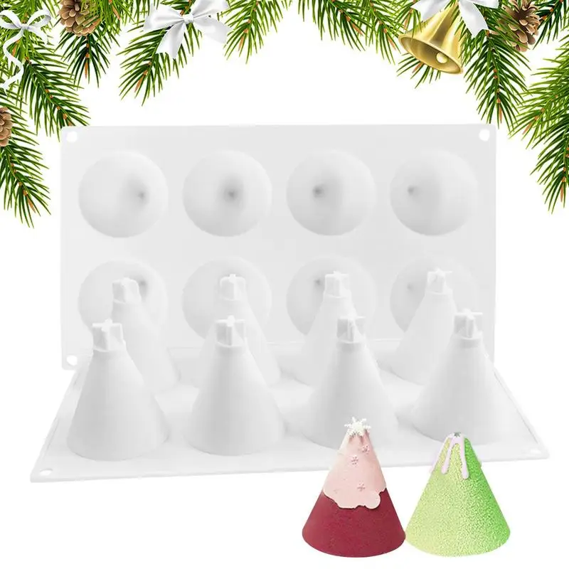

3D силиконовая форма для рождественской елки, самодельные Украшения, форма для свечей из эпоксидной смолы, 8 прямых конусов, форма для мыла, свечи, воска