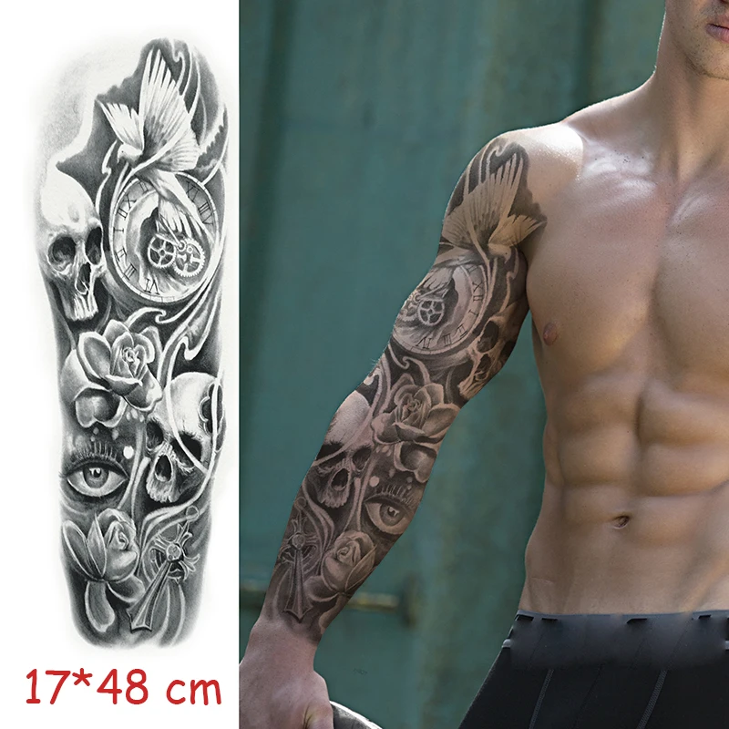 Waterproof Temporary Tattoo Sticker skull cross flower bird clock eye black full arm large fake tatto flash tatoo for men women
Waterproof Temporary Tattoo Sticker skull cross flower bird clock eye black full arm large fake tatto flash tatoo for men women
