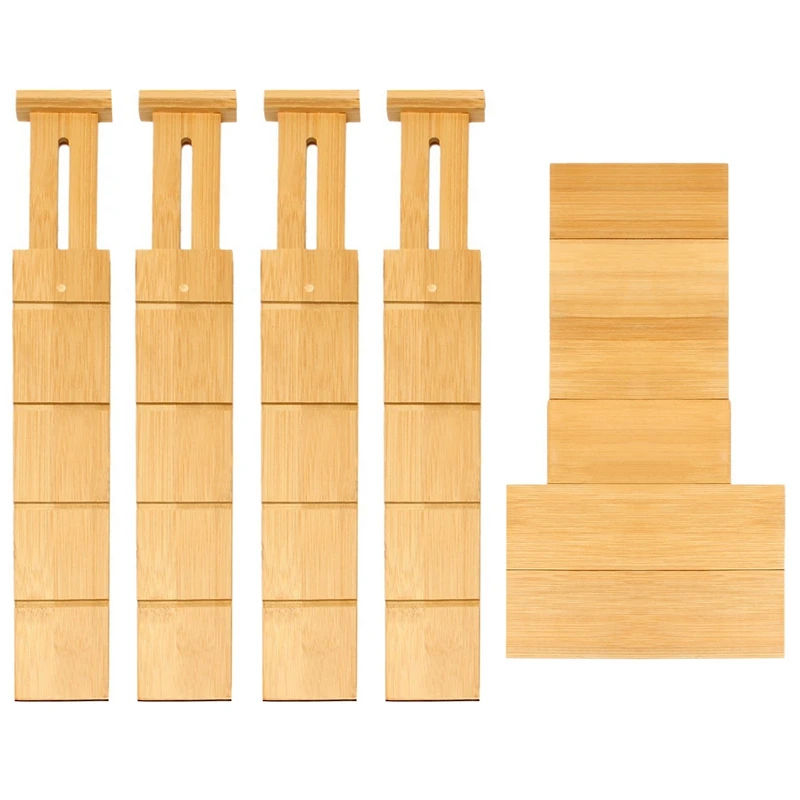 4Pcs Bamboo Drawer Dividers Organizer With 6 Extra Mini Dividers Spring Loaded For Kitchen, Bedroom, Bathroom And Office 
4Pcs Bamboo Drawer Dividers Organizer With 6 Extra Mini Dividers Spring Loaded For Kitchen, Bedroom, Bathroom And Office