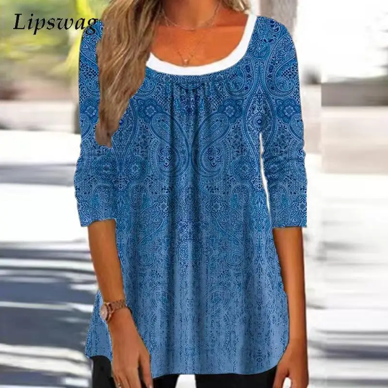 Женская блуза с длинным рукавом и круглым вырезом, с принтом
Женская блуза с длинным рукавом и круглым вырезом, с принтом