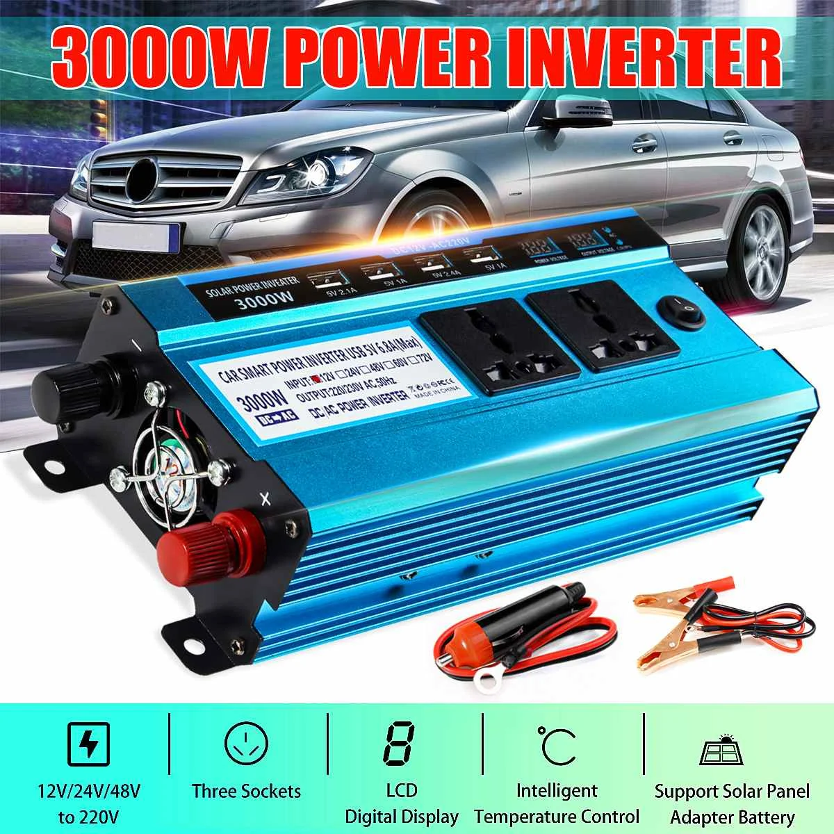 12V/24V/48V 220V 3000W 220V Solor Power Inverter Car Inverter 4 USB Input Voltage Transformer Adapter Charging Converter
12V/24V/48V 220V 3000W 220V Solor Power Inverter Car Inverter 4 USB Input Voltage Transformer Adapter Charging Converter