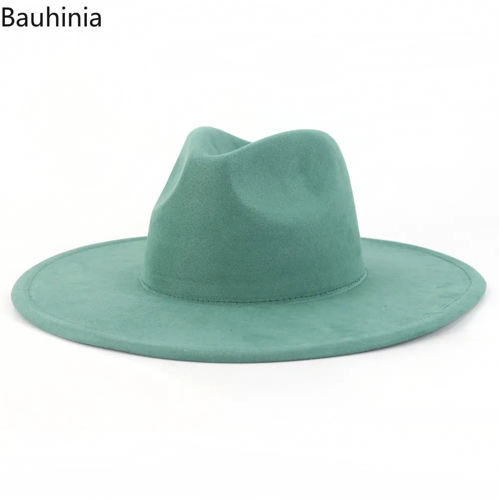 New Suede Fedora Hat For Women 9.5cm Wide Brim Soft Shaped Men Panama Jazz Hat Fashion Wedding Decoration Dress Cap
New Suede Fedora Hat For Women 9.5cm Wide Brim Soft Shaped Men Panama Jazz Hat Fashion Wedding Decoration Dress Cap