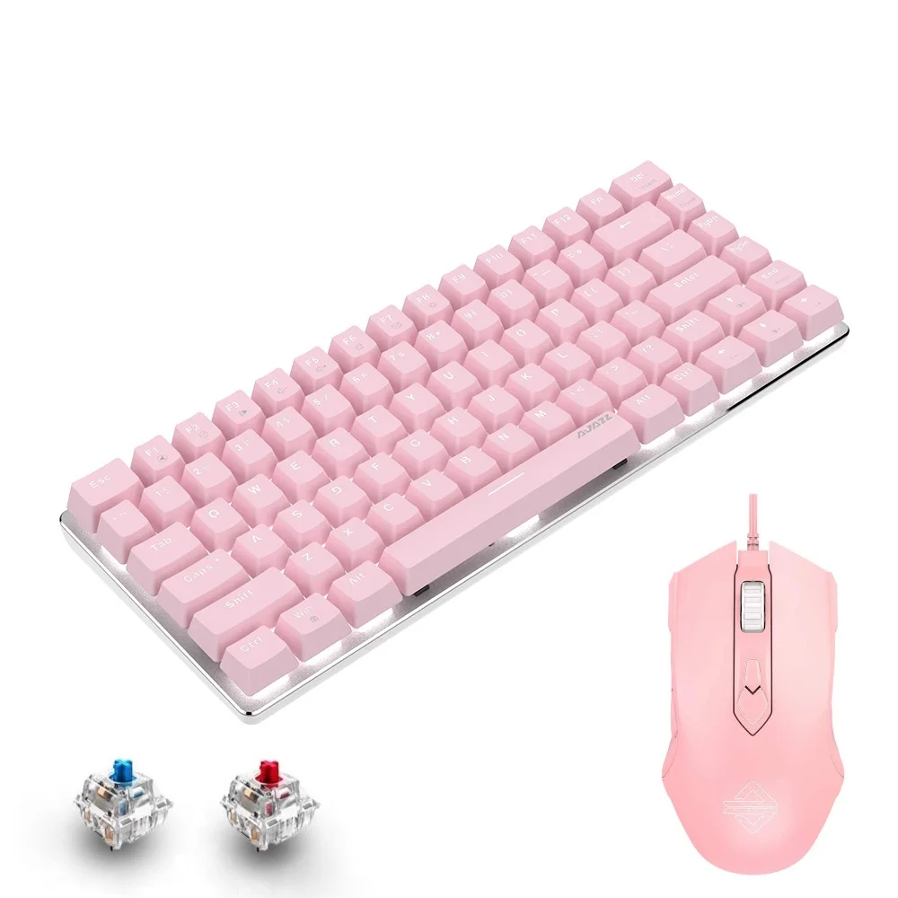 AK33 Pink Combos Gaming Keyboard and Mouse Pink Backlit 82 Keys Red Green Switch Mechanical Keyboard with 2400DPI Wired PC Mice
AK33 Pink Combos Gaming Keyboard and Mouse Pink Backlit 82 Keys Red Green Switch Mechanical Keyboard with 2400DPI Wired PC Mice