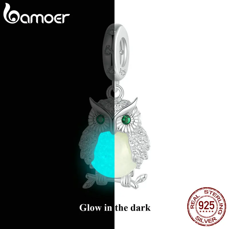 BAMOER Luminous Charms Beads 925 Sterling Silver Owl Pendant Dangle Fit Original Charm Bracelet Jewelry DIY Accessories
BAMOER Luminous Charms Beads 925 Sterling Silver Owl Pendant Dangle Fit Original Charm Bracelet Jewelry DIY Accessories