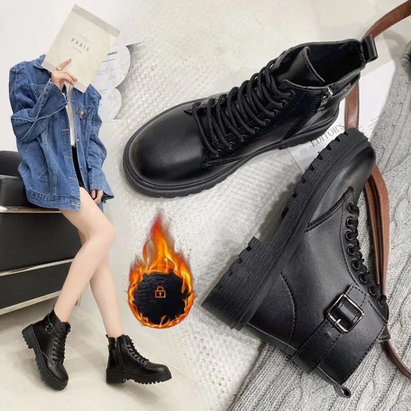 Women Ankle Boots Motorcycle Boot Fall/Winter Women Black Leather Shoes Side Zipper Round Head Lace-up Woman Botas Plus Size 42
Women Ankle Boots Motorcycle Boot Fall/Winter Women Black Leather Shoes Side Zipper Round Head Lace-up Woman Botas Plus Size 42
