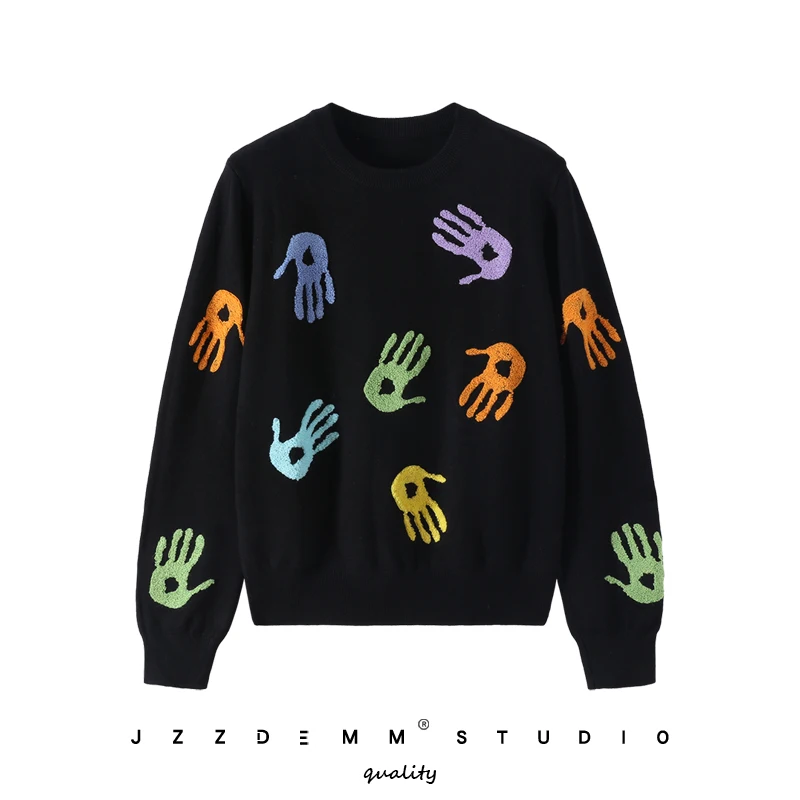 Palm flocking embroidery knitted pullover bottoming shirt women's autumn and winter new outerwear sweater foreign style top
Palm flocking embroidery knitted pullover bottoming shirt women's autumn and winter new outerwear sweater foreign style top