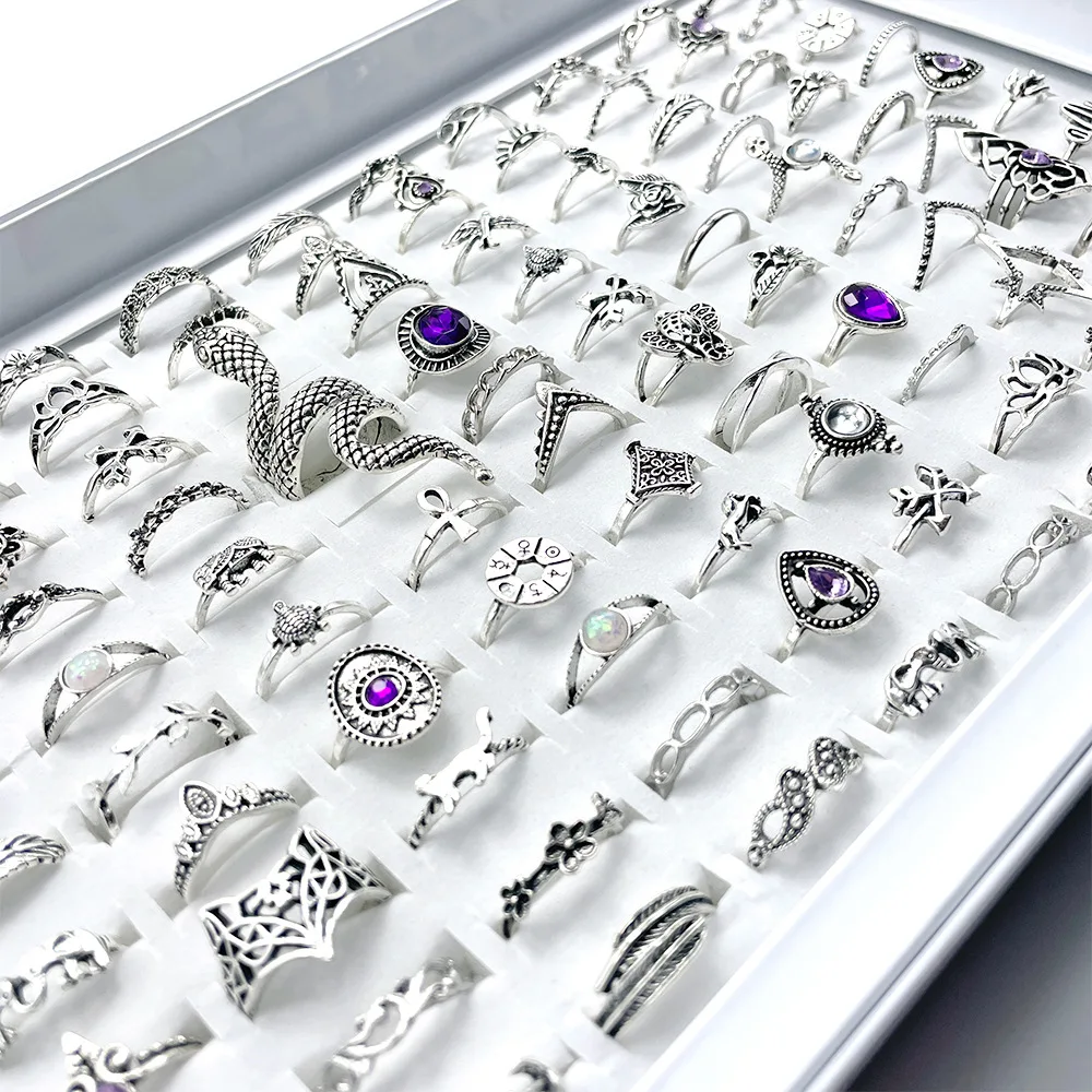 98pcs/lot Mixed Vintage Bohemian Crystal Geometric Silver Color Rings for Women Party Fashion Jewelry Gift Wholesale
98pcs/lot Mixed Vintage Bohemian Crystal Geometric Silver Color Rings for Women Party Fashion Jewelry Gift Wholesale