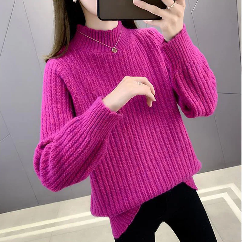 Women's Half Turtleneck Sweaters Autumn Winter Korean Fashion Simple Long Sleeve Pullovers Female Casual Loose Knitted Tops New
Women's Half Turtleneck Sweaters Autumn Winter Korean Fashion Simple Long Sleeve Pullovers Female Casual Loose Knitted Tops New