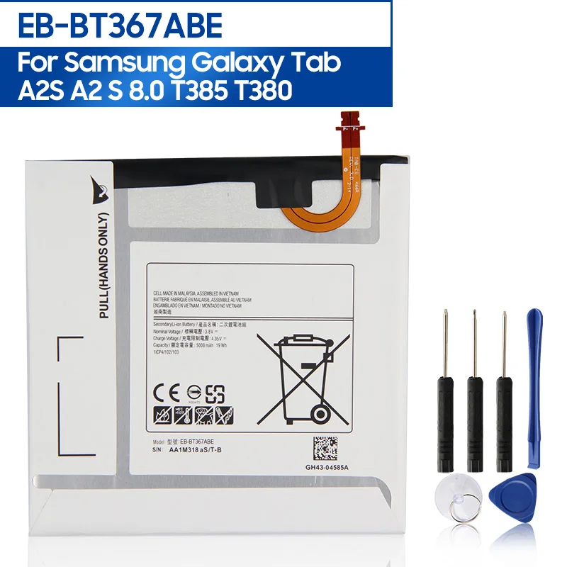 

Replacement Battery EB-BT367ABE Tablet Battery For Samsung Galaxy Tab A2 S 8.0 T385 T380 2017 Version EB-BT367ABA 5000mAh