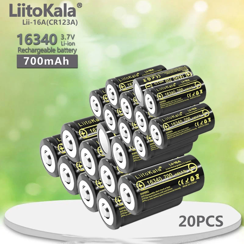 20 шт. новый аккумулятор класса A LiitoKala Lii-16A Li-Ion 16340 CR123A перезаряжаемый 3,7 в CR123 для лазерной ручки, светодиодный фонарик
20 шт. новый аккумулятор класса A LiitoKala Lii-16A Li-Ion 16340 CR123A перезаряжаемый 3,7 в CR123 для лазерной ручки, светодиодный фонарик