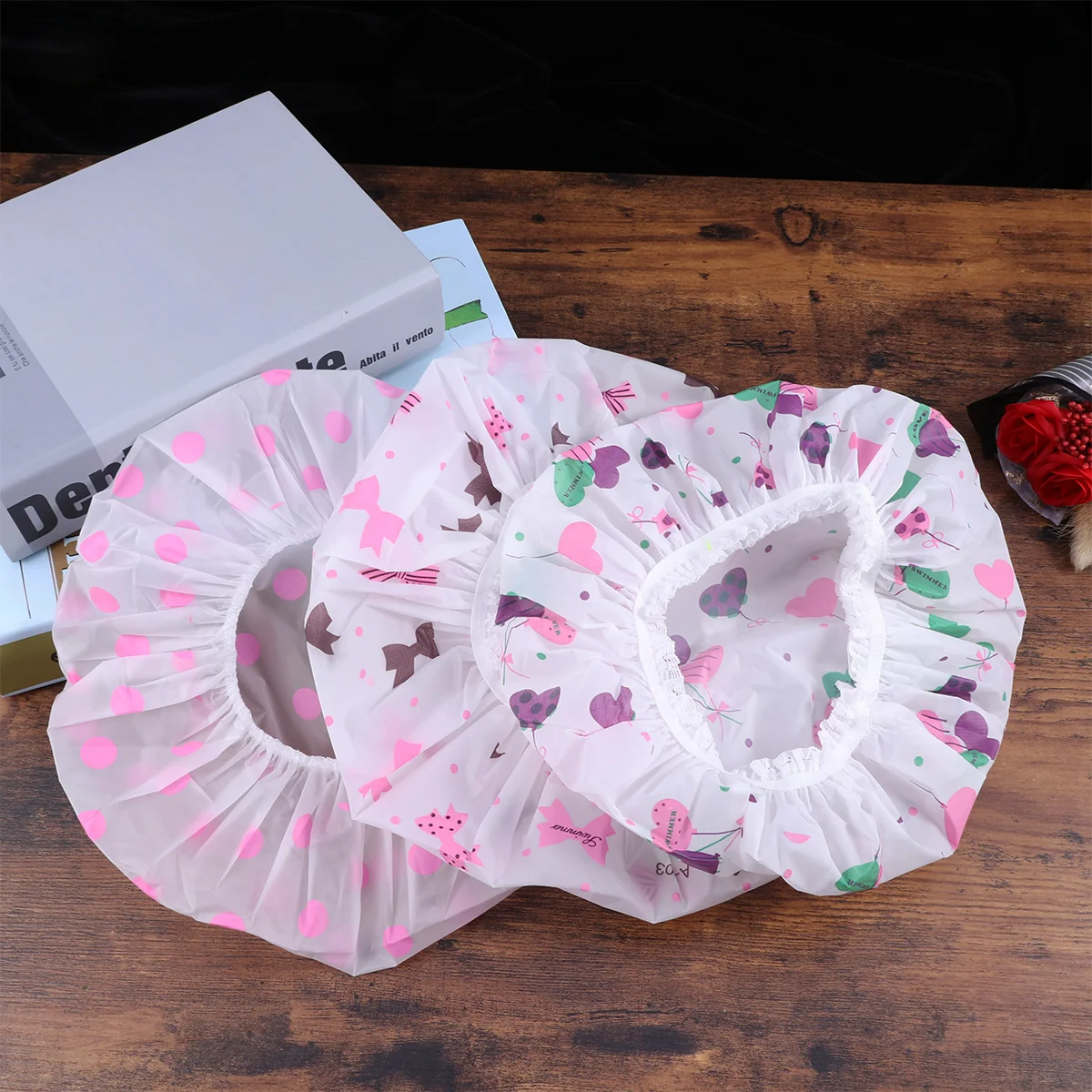 Shower Cap Caps Bath Hat Hair Spa Reusable Elastic Printed Hotel Pvc Accessories Women Resistant Water Salon Band Bathing Lady
Shower Cap Caps Bath Hat Hair Spa Reusable Elastic Printed Hotel Pvc Accessories Women Resistant Water Salon Band Bathing Lady