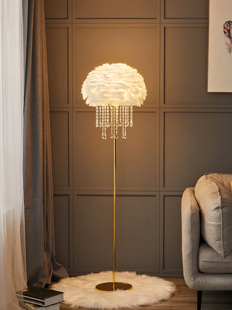 Floor Lamp Feather Crystal Light Luxury Nordic Living Room Sofa Bedroom Bedside Warm Vertical Lamp
Floor Lamp Feather Crystal Light Luxury Nordic Living Room Sofa Bedroom Bedside Warm Vertical Lamp