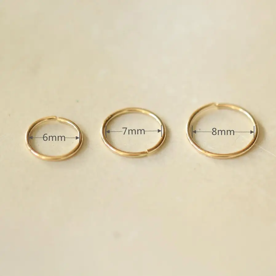 Простое кольцо GOLDtutu 14k Gold в нос для женщин и мужчин девушек маленькое пирсинг носа