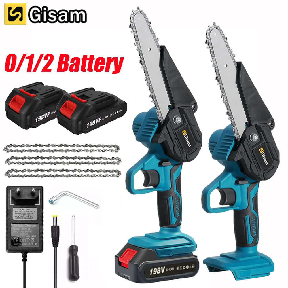 6 INCH Cordless Electric Chainsaw 1500W Rechargeable Pruning Saw Garden Tree Bonsai Wood Cutter Power Tool for Makita 18V Batter 
6 INCH Cordless Electric Chainsaw 1500W Rechargeable Pruning Saw Garden Tree Bonsai Wood Cutter Power Tool for Makita 18V Batter