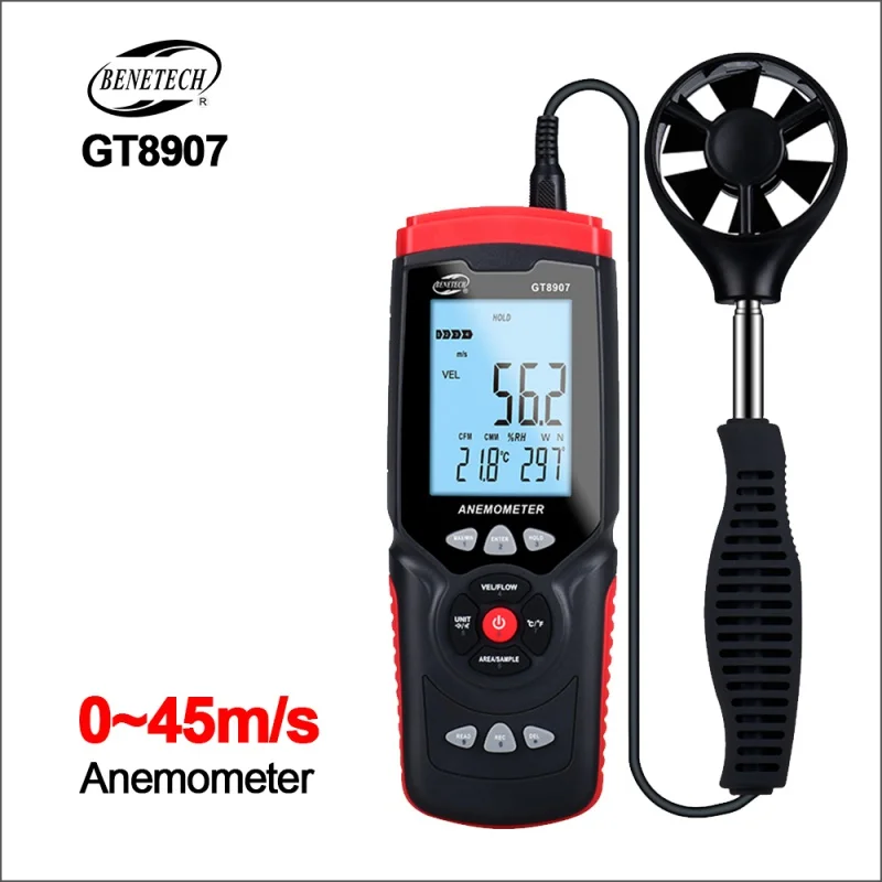Анемометр BENETECH GT8907, цифровой анемометр с ЖК дисплеем, измеритель скорости ветра 45 м/с
Анемометр BENETECH GT8907, цифровой анемометр с ЖК дисплеем, измеритель скорости ветра 45 м/с
