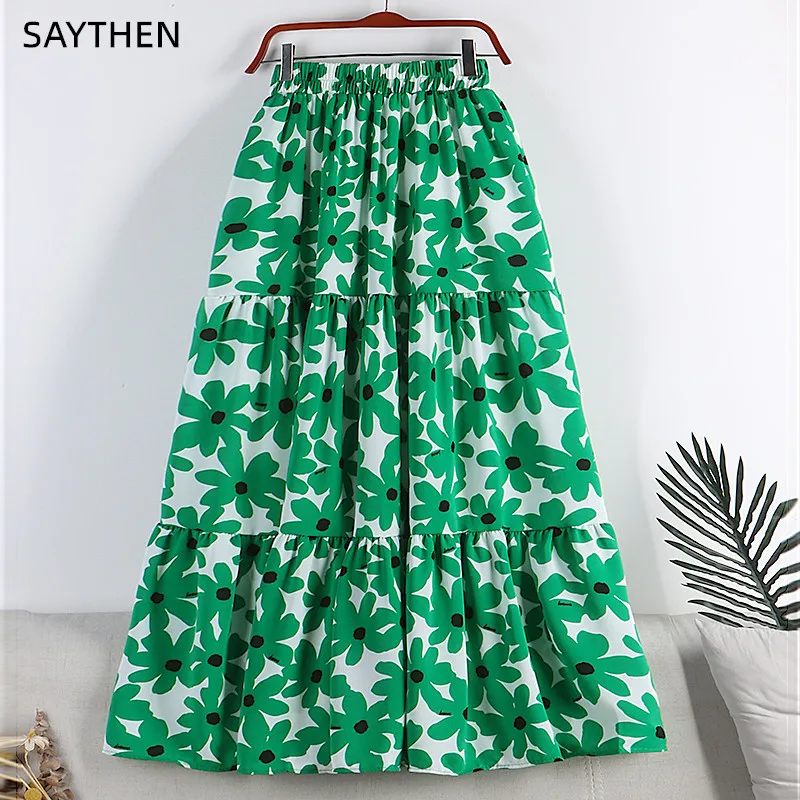2022 Summer New All-match High Waist Gentle Wind Stitching Printing Mid-Length A-Line Large Swing Skirt Women
2022 Summer New All-match High Waist Gentle Wind Stitching Printing Mid-Length A-Line Large Swing Skirt Women