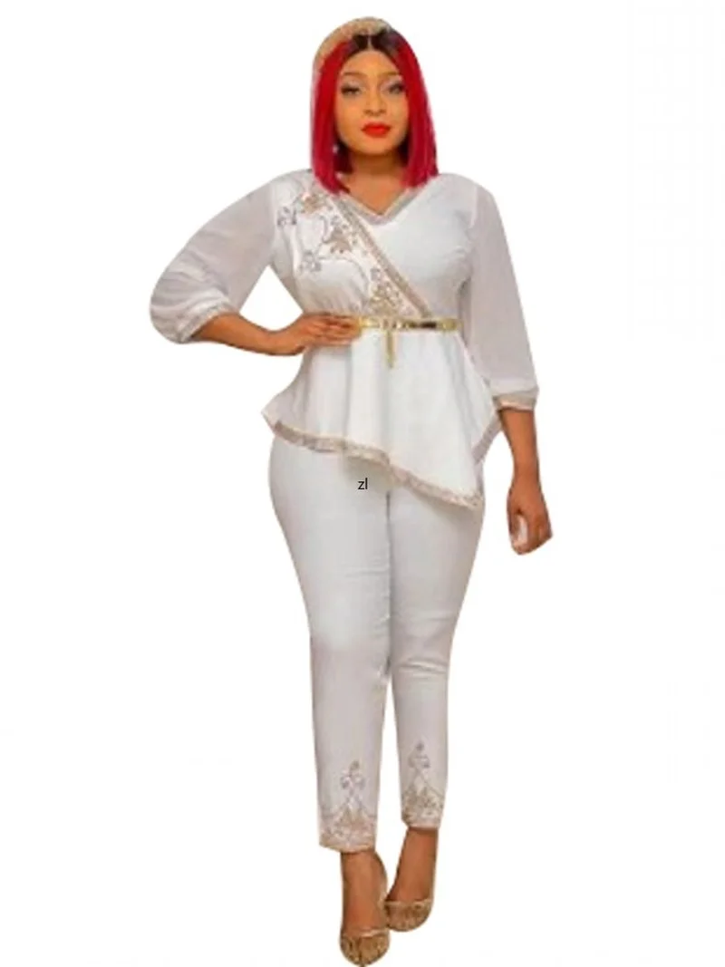 2 Piece Set African Clothes For Women Splice 3/4 Sleeve Top Outfits Fashion New Solid Sequin Office Lady African Pant Suits Sets
2 Piece Set African Clothes For Women Splice 3/4 Sleeve Top Outfits Fashion New Solid Sequin Office Lady African Pant Suits Sets