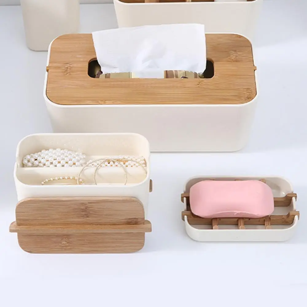 

Portable Bamboo Fiber Shower Soap Holder Draining Box Kitchen Bathroom Supplies