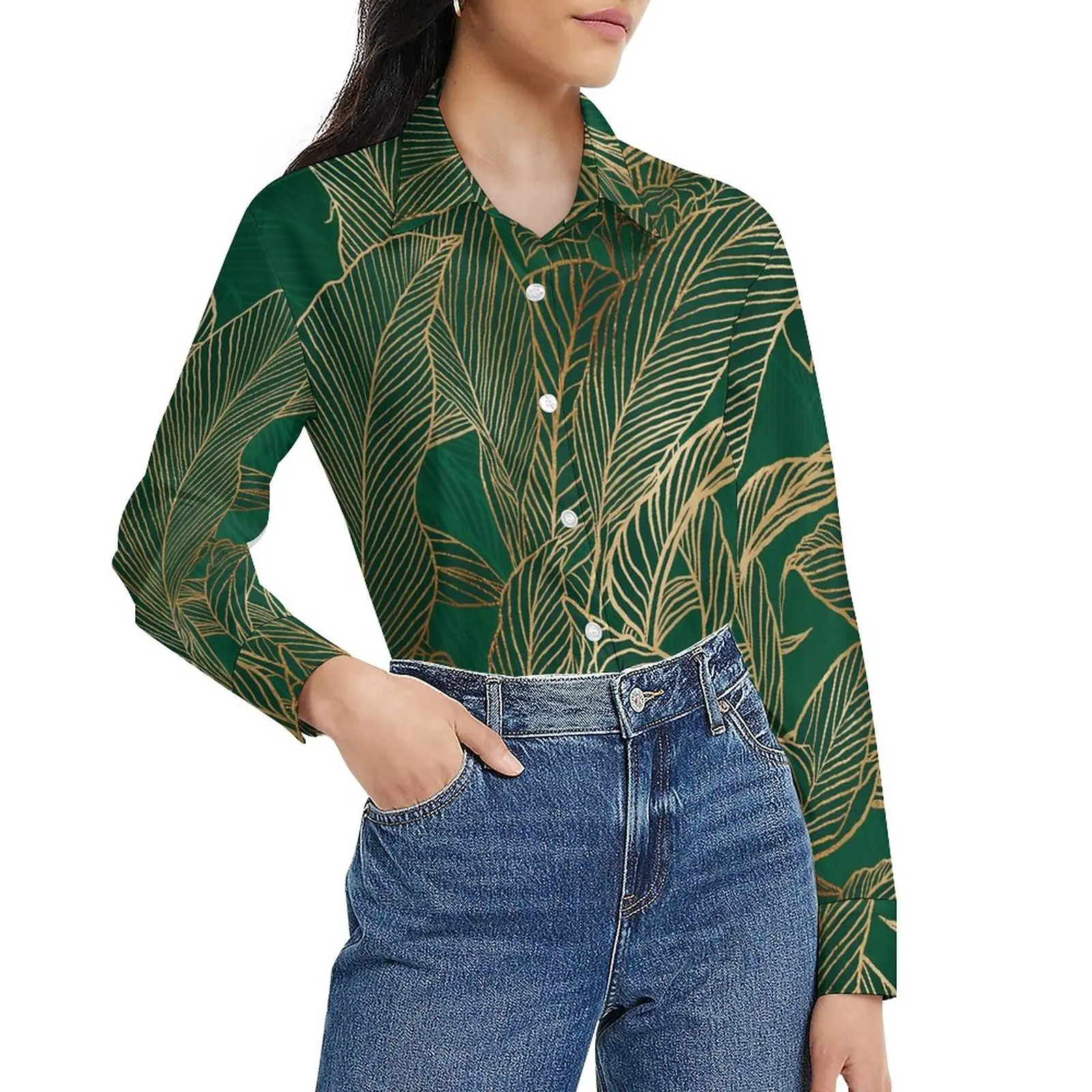 Plants Design Blouse Green Gold Leaves Pretty Custom Blouses Women Long-Sleeve Streetwear Shirts Summer Oversized Top
Plants Design Blouse Green Gold Leaves Pretty Custom Blouses Women Long-Sleeve Streetwear Shirts Summer Oversized Top