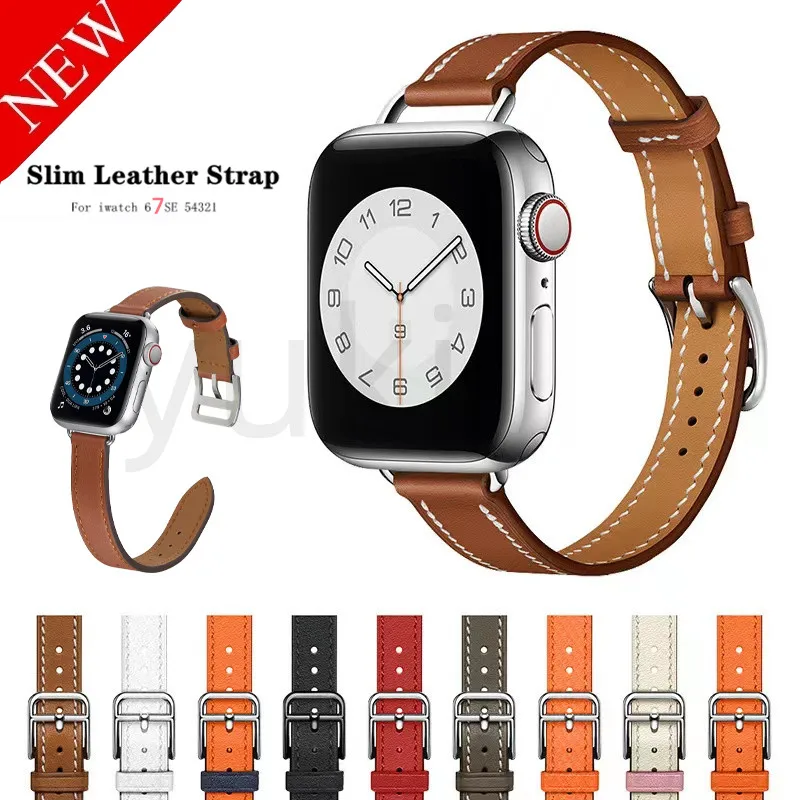 Slim Genuine Cow Leather loop for Apple Watch band 44MM 38MM 42MM 40MM Bracelet Belt for iWatch series 5 SE 6 7 45mm 41mm Strap
Slim Genuine Cow Leather loop for Apple Watch band 44MM 38MM 42MM 40MM Bracelet Belt for iWatch series 5 SE 6 7 45mm 41mm Strap