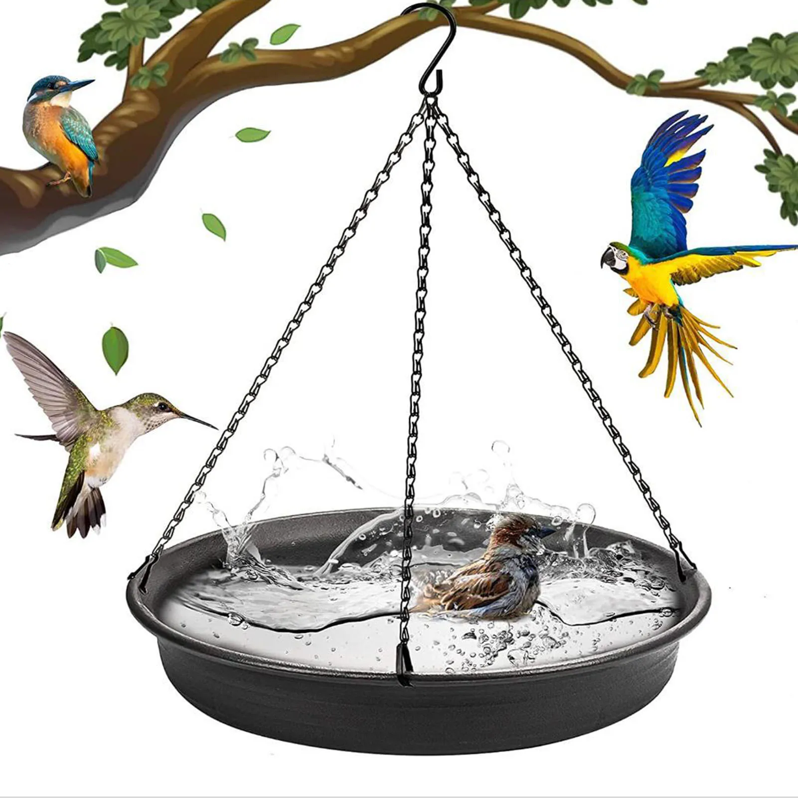 Outdoor Garden Hanging Bird-Feeder Windproof Multipurpose Tray with Coating for Bird Lovers Garden Collections 
Outdoor Garden Hanging Bird-Feeder Windproof Multipurpose Tray with Coating for Bird Lovers Garden Collections