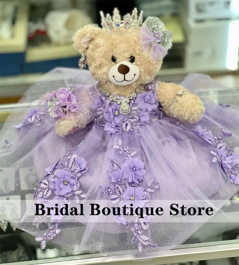 

Special Link For Personalized Quinceanera Teddy Bear Dress Flowers Appliques Crystals Lavender Purple