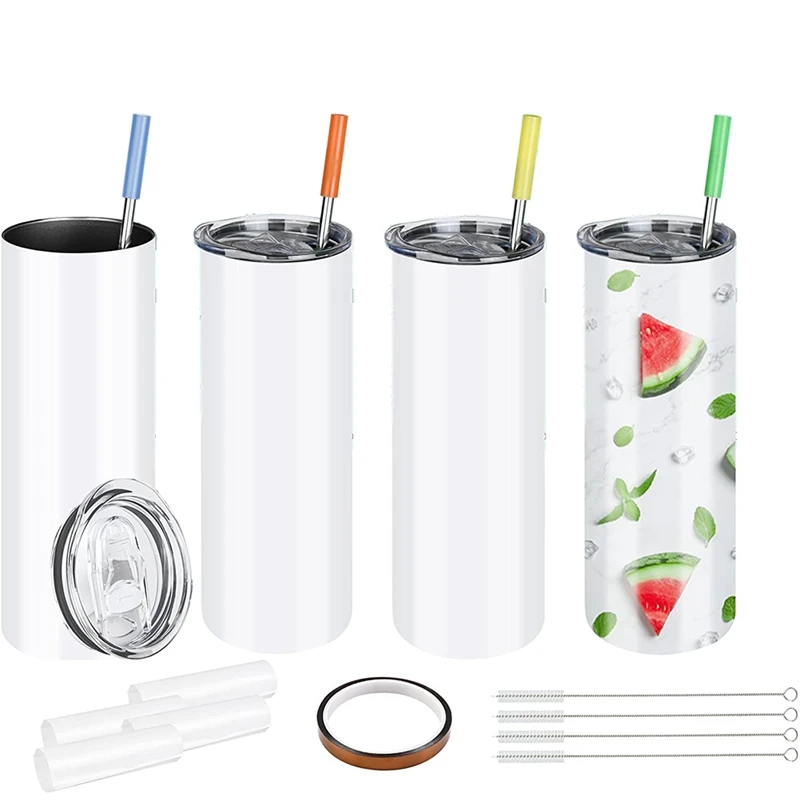 Sublimation Tumblers,20 Oz Straight Stainless Steel Blank Skinny Tumbler With Lid And Metal Straw - White, 4 Pack
Sublimation Tumblers,20 Oz Straight Stainless Steel Blank Skinny Tumbler With Lid And Metal Straw - White, 4 Pack
