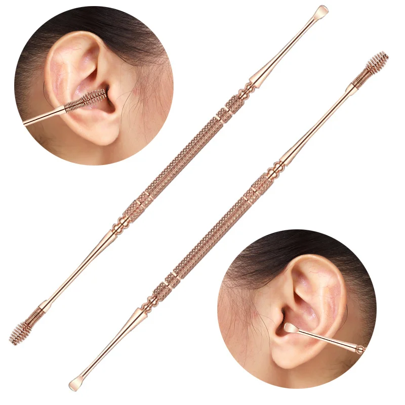 

1Pcs Rose Gold Stainless Steel Spiral Earpick Ear Scoop Earwax Digging Tools Earwax Curette Spoon Care Ear Clean Toolear Cleaner