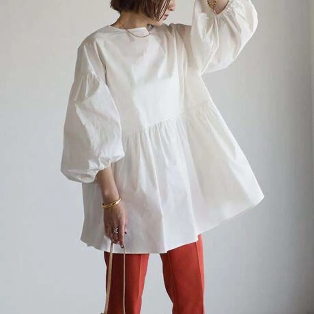 Blouse New Solid Color Versatile Simple Loose Round Neck Lantern Sleeve Top Spring Summer 2022 Japan Korean
Blouse New Solid Color Versatile Simple Loose Round Neck Lantern Sleeve Top Spring Summer 2022 Japan Korean