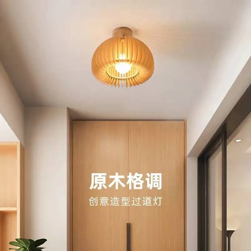 

Designer style log corridor light, aisle light, entrance light, Japanese style simple modern pumpkin balcony ceiling light