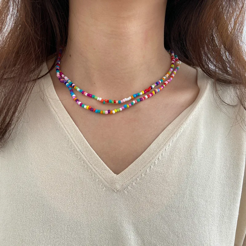 Bohemian Beading Chain Necklace Simple Double Layered Choker Colored Beads Necklace For Women Girls Jewelry Accessories Gift
Bohemian Beading Chain Necklace Simple Double Layered Choker Colored Beads Necklace For Women Girls Jewelry Accessories Gift